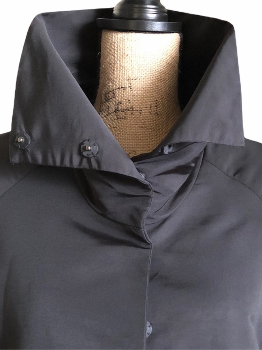 Rafaella Black Jacket Oversized Collar 3/4 Sleeves Side Pockets Small - Picture 5 of 15